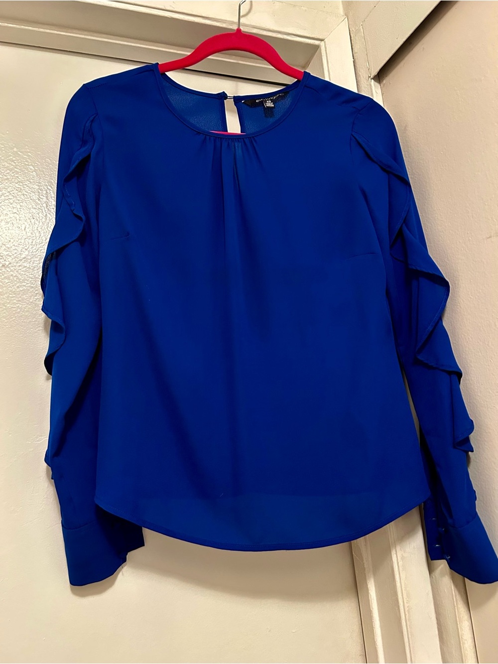 Ruffled Sleeve Blouse in Royal Blue